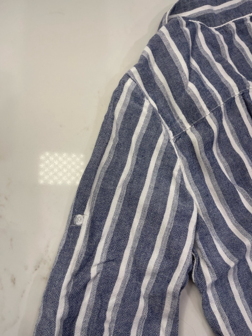 Like NEW! Bella Dahl Striped Button-Front Tie Hem Top - Blue & White - Picture 12 of 16